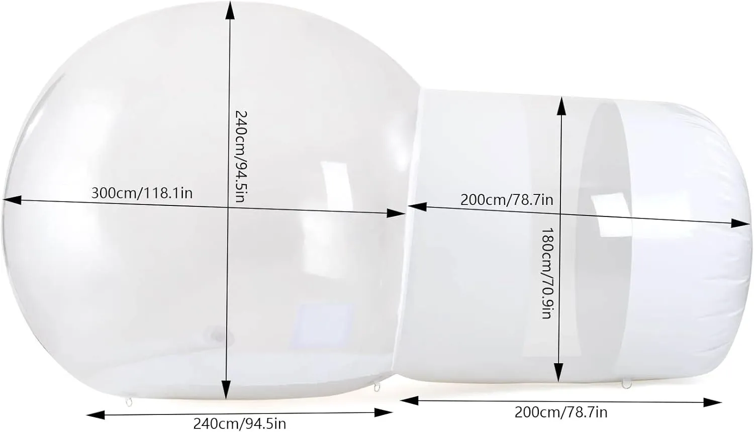 Inflatable Clear Dome Tent 2M/3M Large PVC Clear Outdoor Camping Inflatable Bubble Tent with Air Blower for Watch Stars Outdoor Camping Luxurious Stays (Style 3：3M（Another 3M Style）)