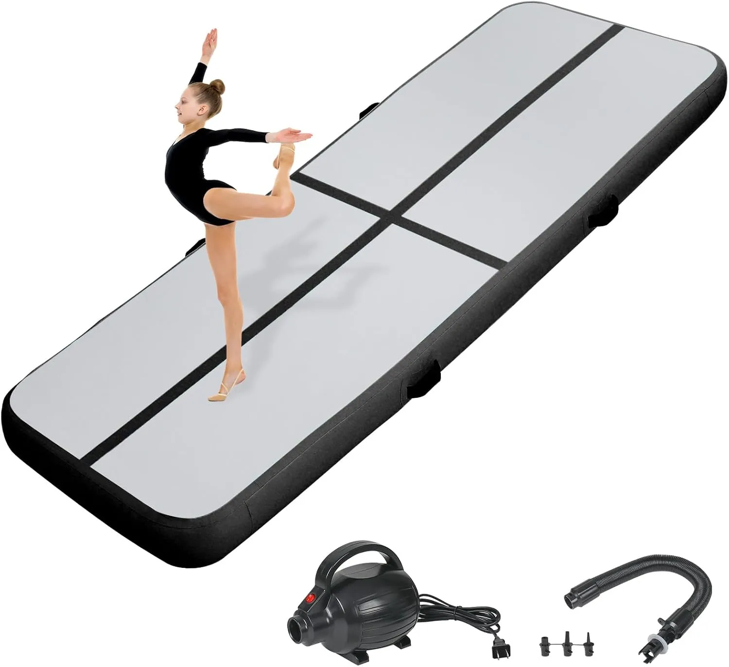 Inflatable Gymnastics Air Tumbling Track Mat 6ft 10ft 13ft 16ft 20ft, Air Tumble Track Mat with Electric Air Pump for Kids Adults Home Outdoor Training Cheerleader Yoga Water Park