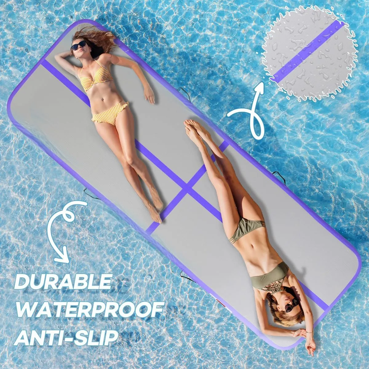 Inflatable Gymnastics Air Tumbling Track Mat 6ft 10ft 13ft 16ft 20ft, Air Tumble Track Mat with Electric Air Pump for Kids Adults Home Outdoor Training Cheerleader Yoga Water Park
