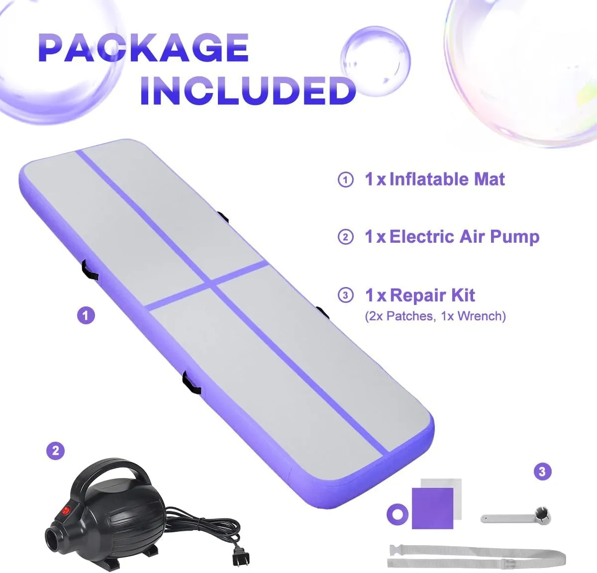 Inflatable Gymnastics Air Tumbling Track Mat 6ft 10ft 13ft 16ft 20ft, Air Tumble Track Mat with Electric Air Pump for Kids Adults Home Outdoor Training Cheerleader Yoga Water Park