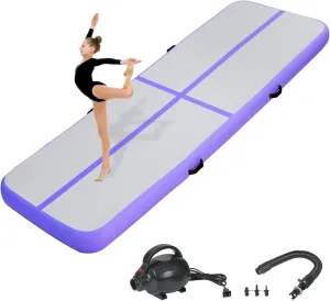 Inflatable Gymnastics Air Tumbling Track Mat 6ft 10ft 13ft 16ft 20ft, Air Tumble Track Mat with Electric Air Pump for Kids Adults Home Outdoor Training Cheerleader Yoga Water Park