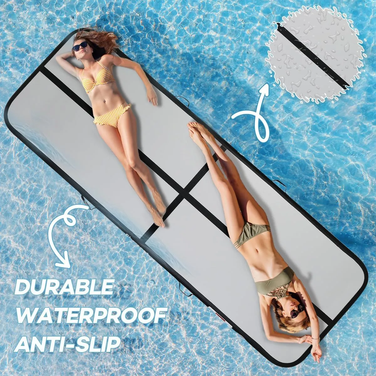 Inflatable Gymnastics Air Tumbling Track Mat 6ft 10ft 13ft 16ft 20ft, Air Tumble Track Mat with Electric Air Pump for Kids Adults Home Outdoor Training Cheerleader Yoga Water Park