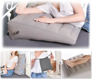 Inflatable Pillow Wedge for Sleeping Acid Reflux Bed Body Positioners Triangle Wedge Leg Elevation 30 Degree Incline Wedge Pillow Blow Up Multipurpose Positioning Pillow Travel Cushion (Grey)