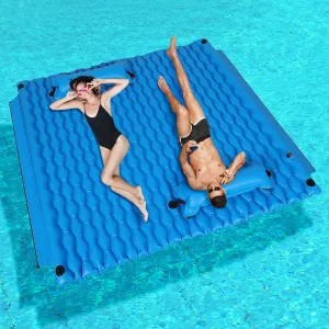 Inflatable Pool Floats Adult, Tanning Pool Lounger with Headrest and Cup Holder, Tanning Bed Floating Mat Raft for Backyard Swimming Pool Party