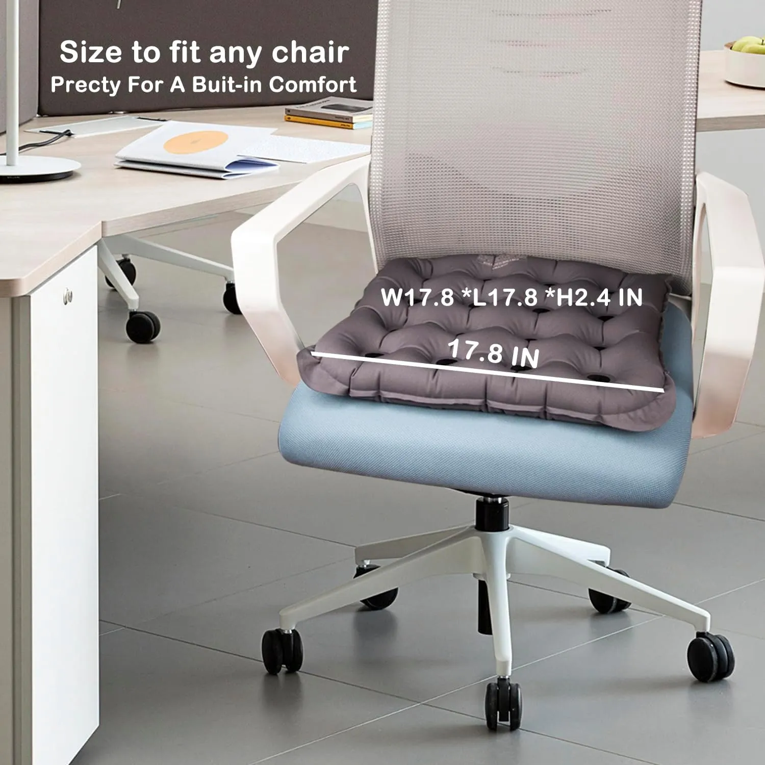 Inflatable Seat Cushion, Portable Air Seat Chair Cushions for Pressure Relief Breathable Waffle Square Seat Pad for Home Car Wheelchairs Office Chairs and Airplanes (2PCS)