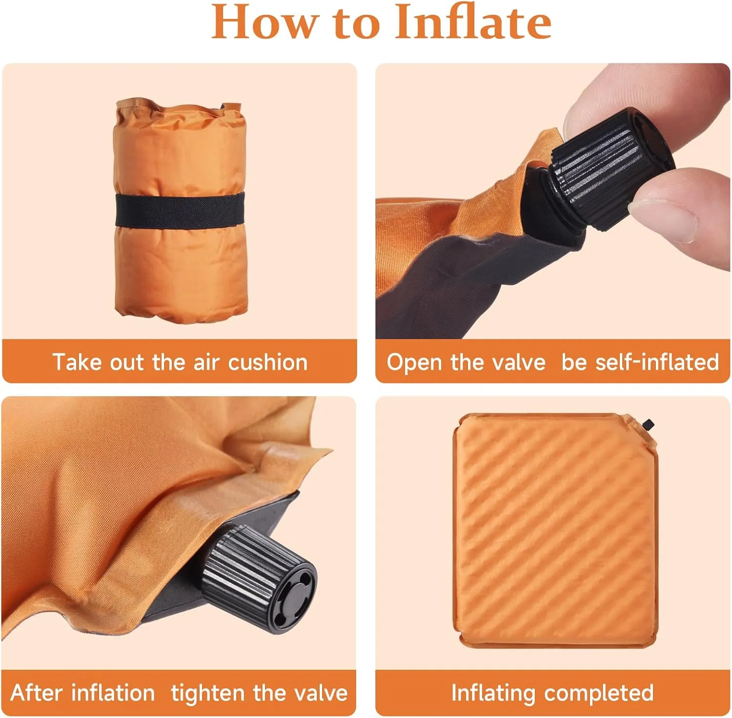 Inflatable Seat Cushion, Portable Airplane Stadium Bleacher Sitting Pad, Lightweight Self-Inflatable Moisture and Water Resistant Camping Chair Mat for Office Car Outdoor