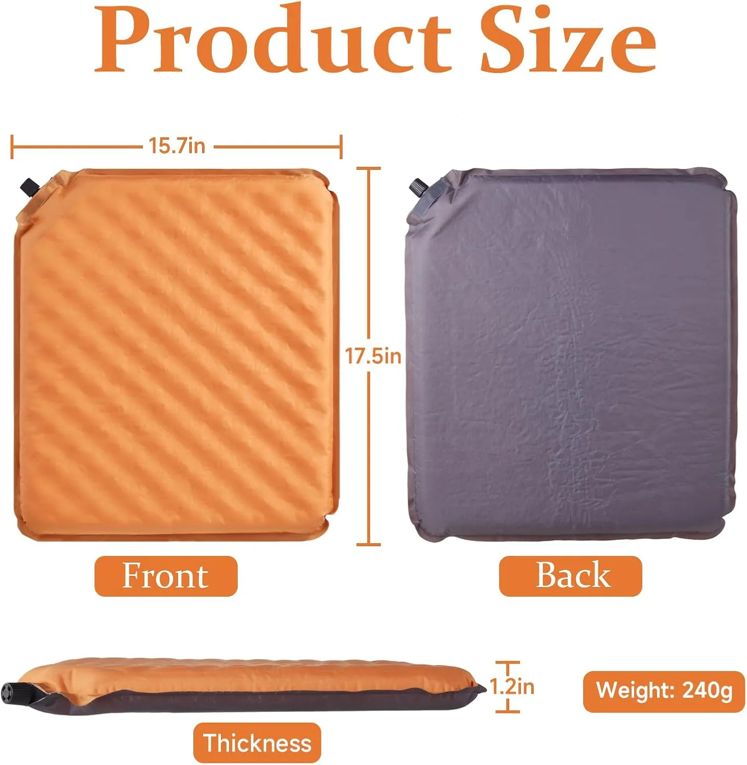 Inflatable Seat Cushion, Portable Airplane Stadium Bleacher Sitting Pad, Lightweight Self-Inflatable Moisture and Water Resistant Camping Chair Mat for Office Car Outdoor