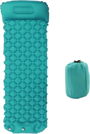 Inflatable Sleeping Mat for Camping and Backpacking, Built in Pump for Quick Inflation, and Water Proof Material, Compact and Durably (Peacock Blue)