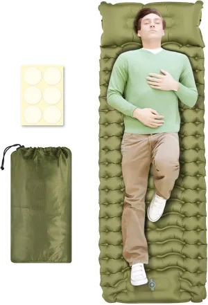 Inflatable Sleeping Mat with Storage Bag Kit Comfortable Easy to Clean Double Sleeping Pad Portable Traveling Camping Mat for Outside.