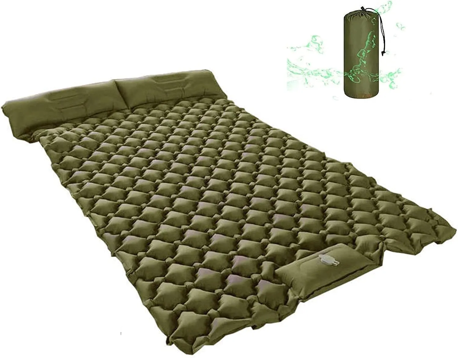 Inflatable Sleeping Mattress Double Camping Mat With Pillow, Inflatable Sleeping Mat Ultralight Sleeping Pad, Sleeping Pad With Built-In Air Pump, Waterproof And Moisture-Proof Roll M (Dark Blue Medi
