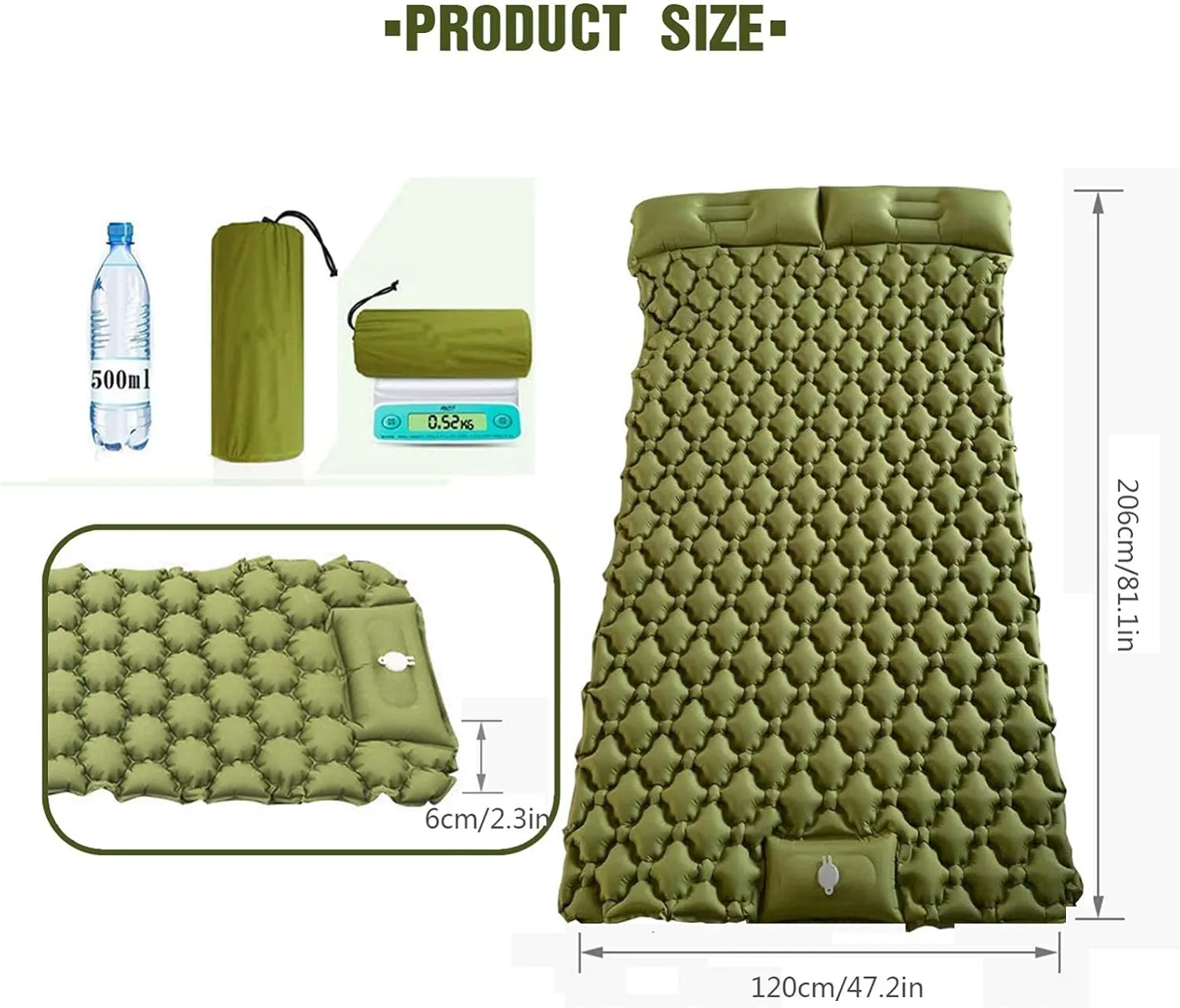 Inflatable Sleeping Mattress Double Camping Mat With Pillow, Inflatable Sleeping Mat Ultralight Sleeping Pad, Sleeping Pad With Built-In Air Pump, Waterproof And Moisture-Proof Roll M (Dark Blue Medi