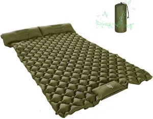 Inflatable Sleeping Mattress Double Camping Mat With Pillow, Inflatable Sleeping Mat Ultralight Sleeping Pad, Sleeping Pad With Built-In Air Pump, Waterproof And Moisture-Proof Roll M (Dark Blue Medi