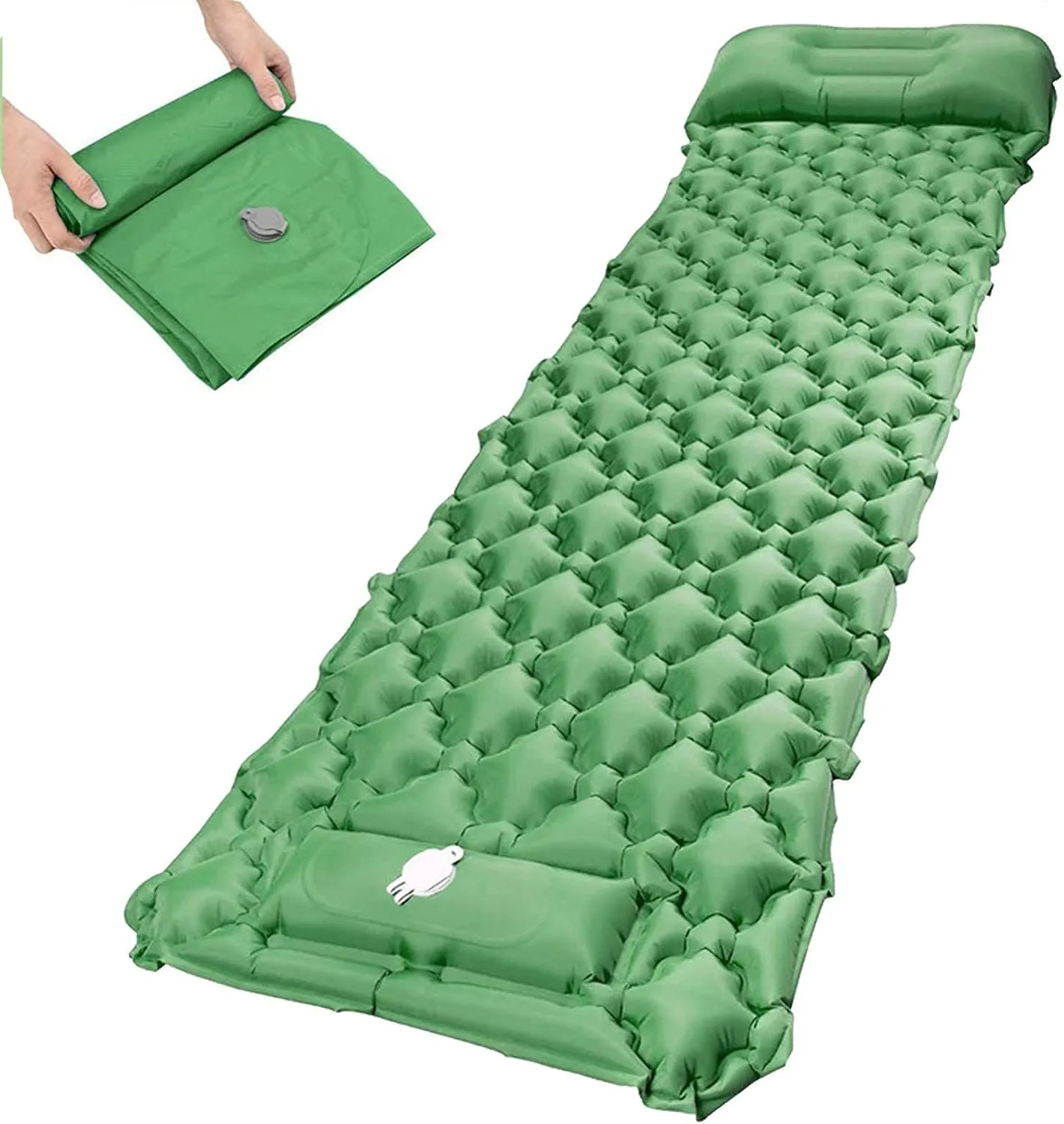 Inflatable Sleeping Mattress Self Inflating Camping Mat, Portable Sleeping Pad, Waterproof Comfortable Roll Mats with Pillow, Sleeping Pad with Built-in Air Pump, for Backpacking,