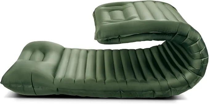 Inflatable Sleeping Pad for Camping, 3.9’’ Thick Self-Inflating Camping Pad with Pillow, Quick Inflation by Stamping, Waterproof, Lightweight, Portable Sleeping Mat for Backpacking, Hiking, Traveling