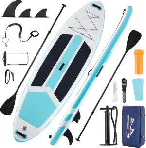 Inflatable Stand Up Paddle Board 10'6" with Premium SUP Paddleboard Accessories, Wide Stable Anti-Slip EVA Deck Design, Blow Up Surfboard for Youth & Adults of All Skill Levels