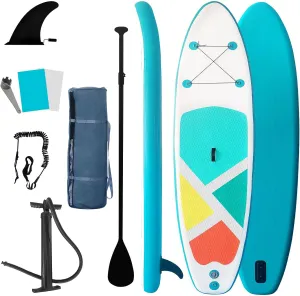 Inflatable Stand-Up Paddle Boards for Adults, QILEBA 10ft Extra Wide Stable Inflatable Yoga Paddleboard with Durable SUP Accessories, Fins, Adjustable Paddle, Pump, Leash, Ultra-Light Non-Slip Deck