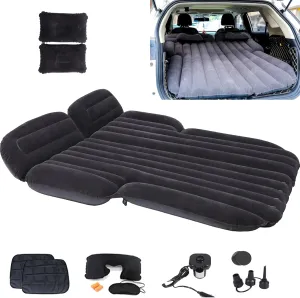 Inflatable SUV Air Mattress 3 in 1 Thickened Flocking Inflatable Car Camping Travel Air Mattress with 2 Pillows & Air Pump,Portable Car Sleeping Bed for SUV|MPV|Minivan
