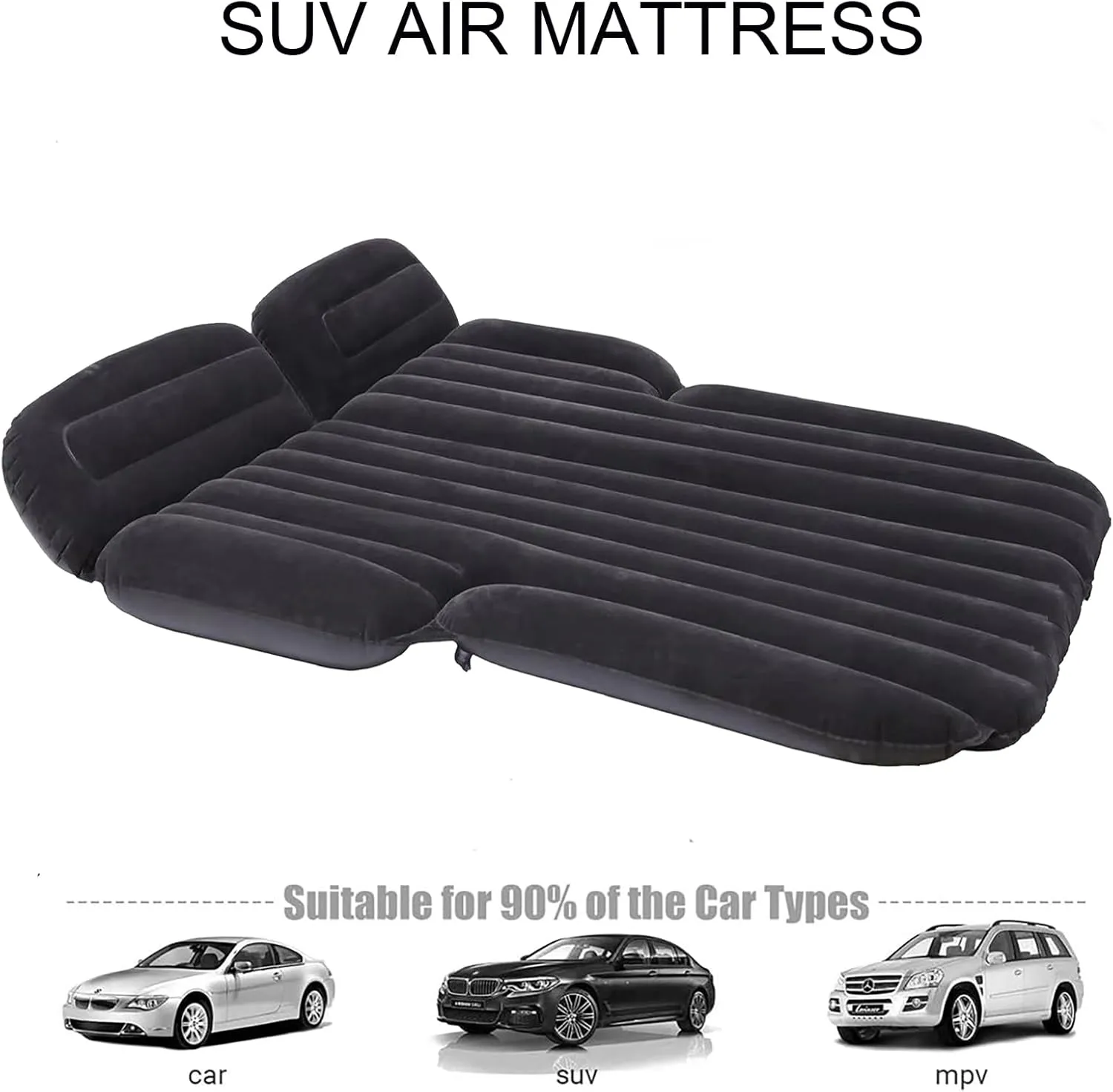 Inflatable SUV Air Mattress 3 in 1 Thickened Flocking Inflatable Car Camping Travel Air Mattress with 2 Pillows & Air Pump,Portable Car Sleeping Bed for SUV|MPV|Minivan