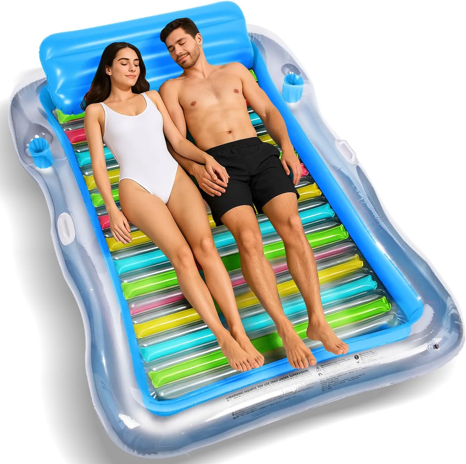 Inflatable Tanning Pool Lounger Float Adults, BAIAI Large Pool Floaties Rafts for Adults with Headrest Drink Holder Sun Tanning Floats for Swimming Pool Lake River Beach Blow Up Floats (XL)