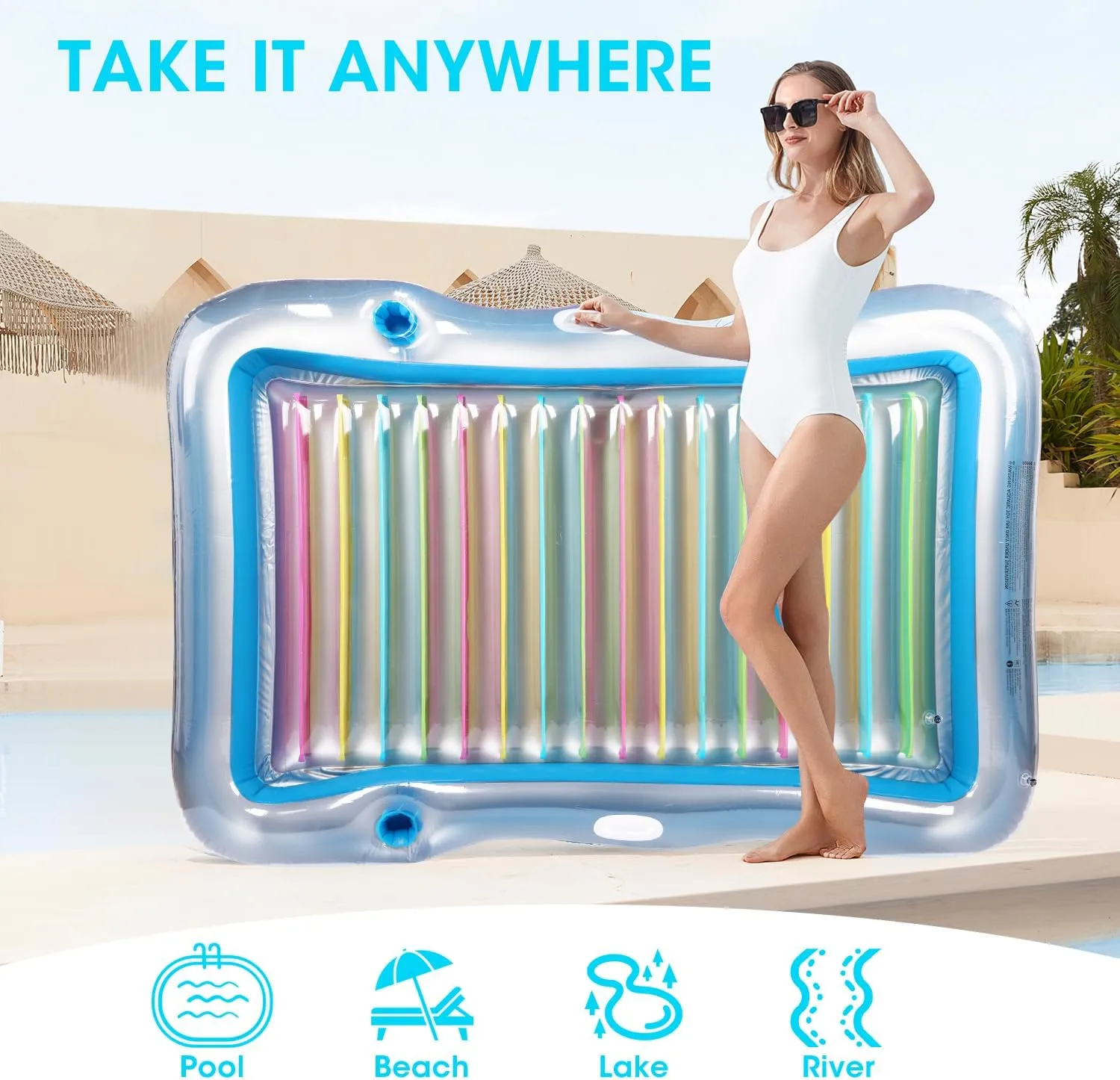 Inflatable Tanning Pool Lounger Float Adults, BAIAI Large Pool Floaties Rafts for Adults with Headrest Drink Holder Sun Tanning Floats for Swimming Pool Lake River Beach Blow Up Floats (XL)