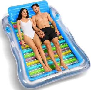 Inflatable Tanning Pool Lounger Float Adults, BAIAI Large Pool Floaties Rafts for Adults with Headrest Drink Holder Sun Tanning Floats for Swimming Pool Lake River Beach Blow Up Floats (XL)