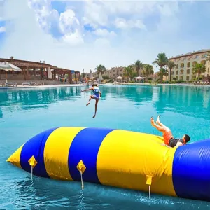 Inflatable Water Catapult Blob, Inflatable Water Drop Jumping Bag, Water Inflatable Catapult Bag Jumping Pillow with Air Pump, Suitable for Adults and Children