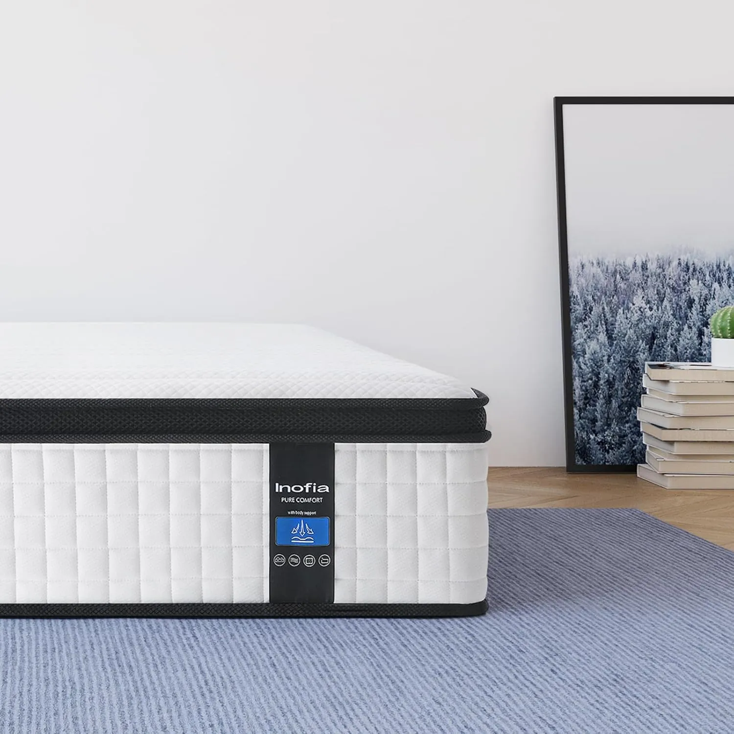 Inofia Queen Size Mattress, 14 inch Hybrid Queen Mattress in A Box,Ultra Comfort Memory Foam Layer, Medium Feels, Cooling Breathable Cover,Low Motion Transfer Supports for Any Sleep Position