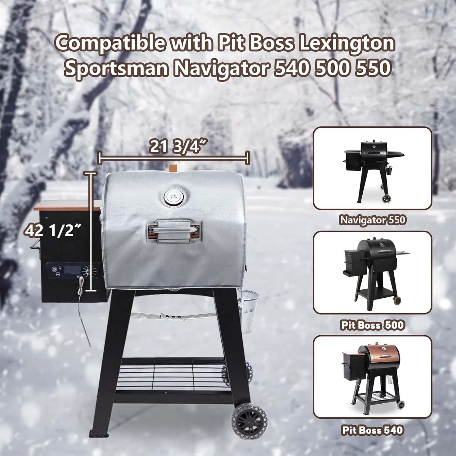Insulation Blanket for Pit Boss Lexington Sportsman Navigator 540 500 550, Grill Blanket for PB500NX PB500SP PB550G, Smoker Blanket for Winter Cooking, Saving Pellet