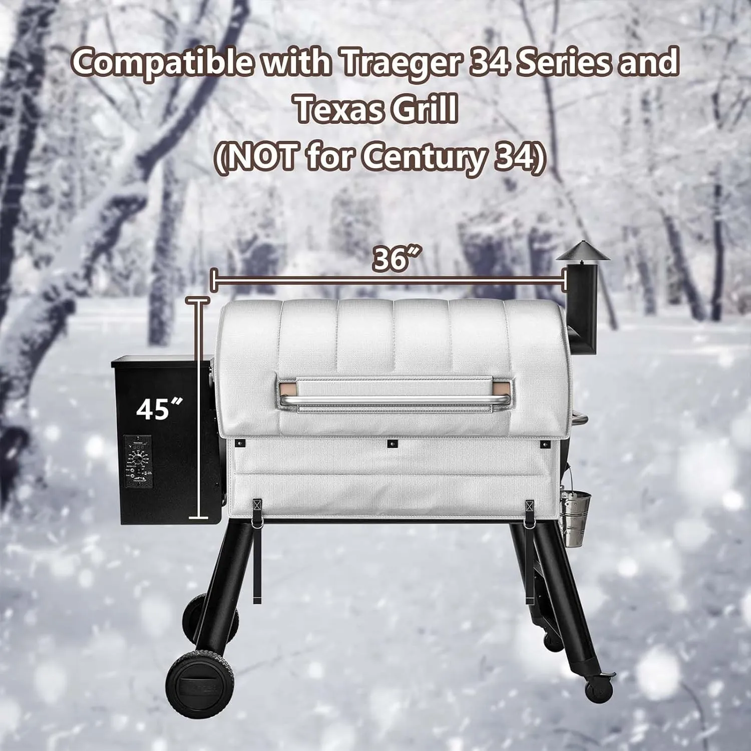 Insulation Blanket for Traeger 34 Series, Texas Series, Pro 34 Series, Grill Blanket for Traeger BAC 628, Smoker Blanket for Winter Cooking, Saving Pellet
