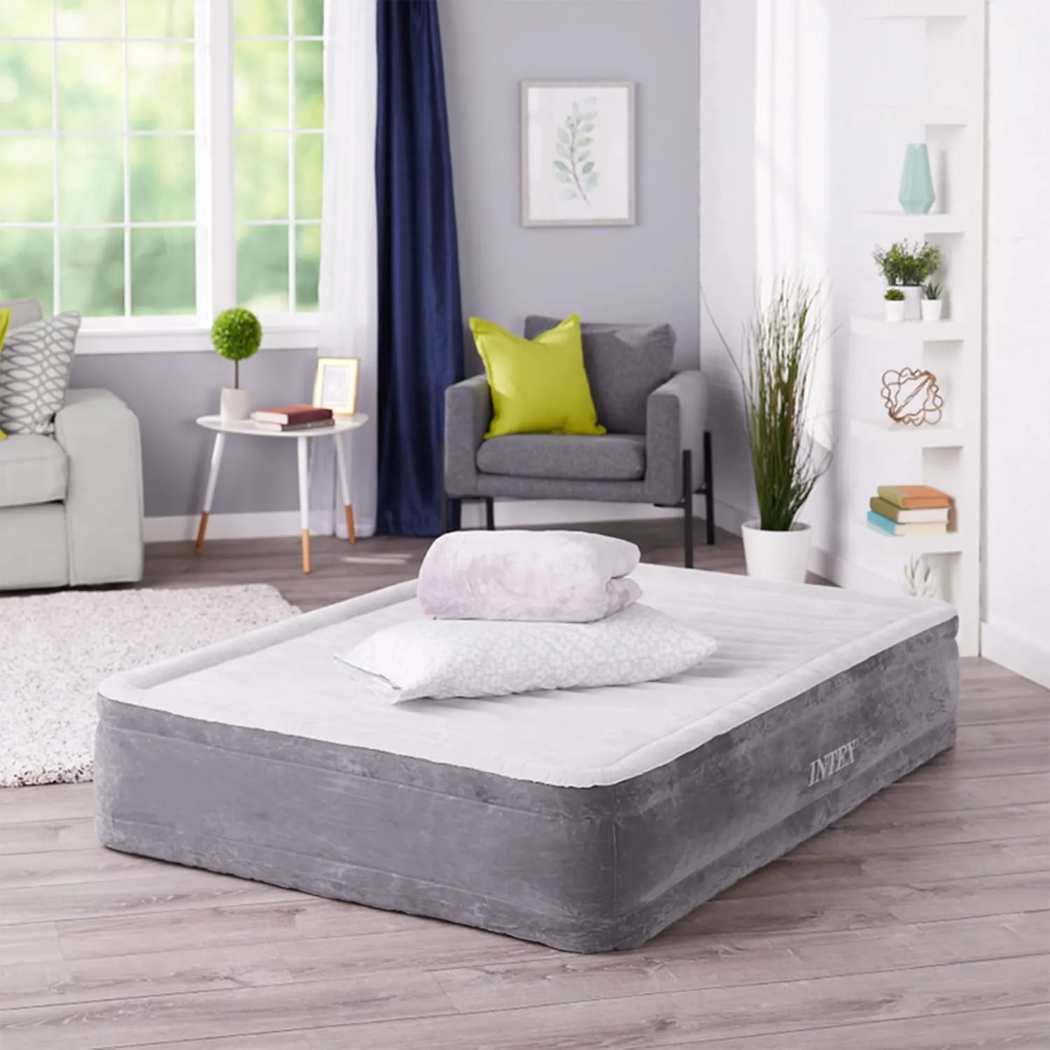 Intex Comfort Dura-Beam Airbed Internal Electric Pump Bed Height Elevated (2020 Model)