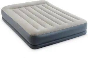 Intex: Pillow Rest Airbed - Queen - 12" Inflatable Air Mattress, Built-in Pump & Pillow, Mid-Rise, Fiber-Tech, Velvety Surface, 600lb Cap, 64117ED
