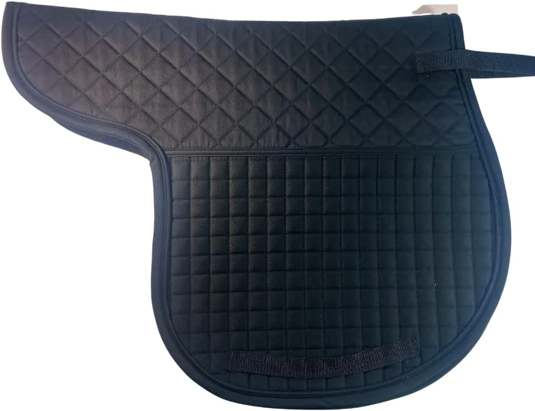 Intrepid International Quilted Double Back Shaped All Purpose English Saddle Pad - Upgrade Your Riding Experience with The Perfect Blend of Comfort and Style, Black
