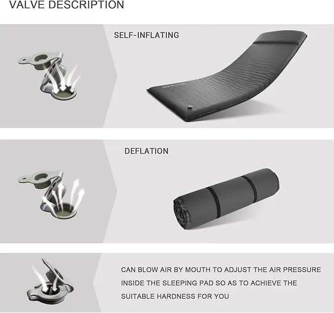INVOKER Camping Sleeping Pad 2.76” Memory Foam Self Inflating Sleeping Pad Camping Mat with Pillow for Tent Backpacking Traveling Hiking Car Camping Air Mattress