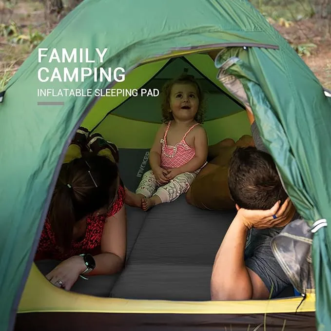 INVOKER Camping Sleeping Pad 2.76” Memory Foam Self Inflating Sleeping Pad Camping Mat with Pillow for Tent Backpacking Traveling Hiking Car Camping Air Mattress