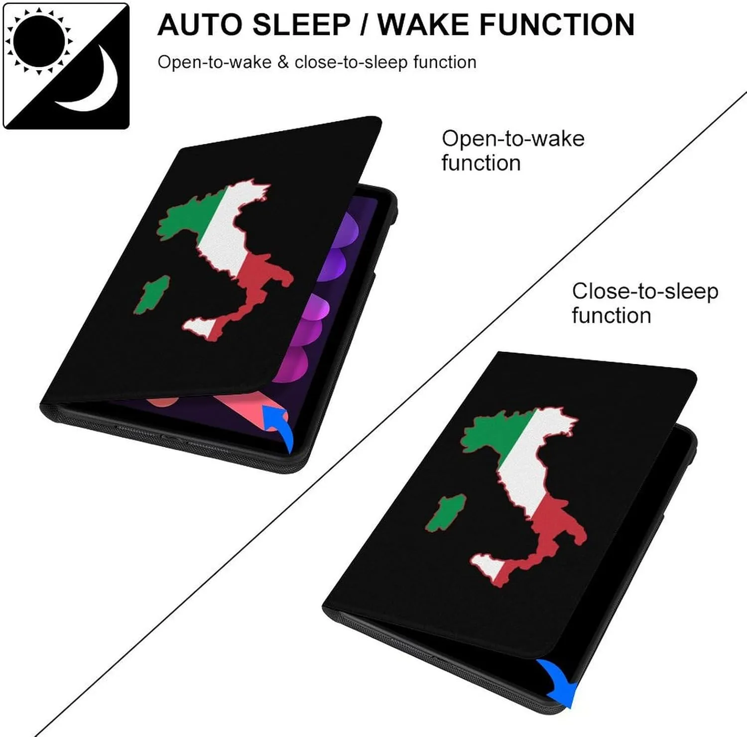 Italia Italy Italian Map Flag Slim Case Compatible with ipad Mini 1/2/3/4/5 (7.9in) Shockproof Waterproof Protective Cover Stand
