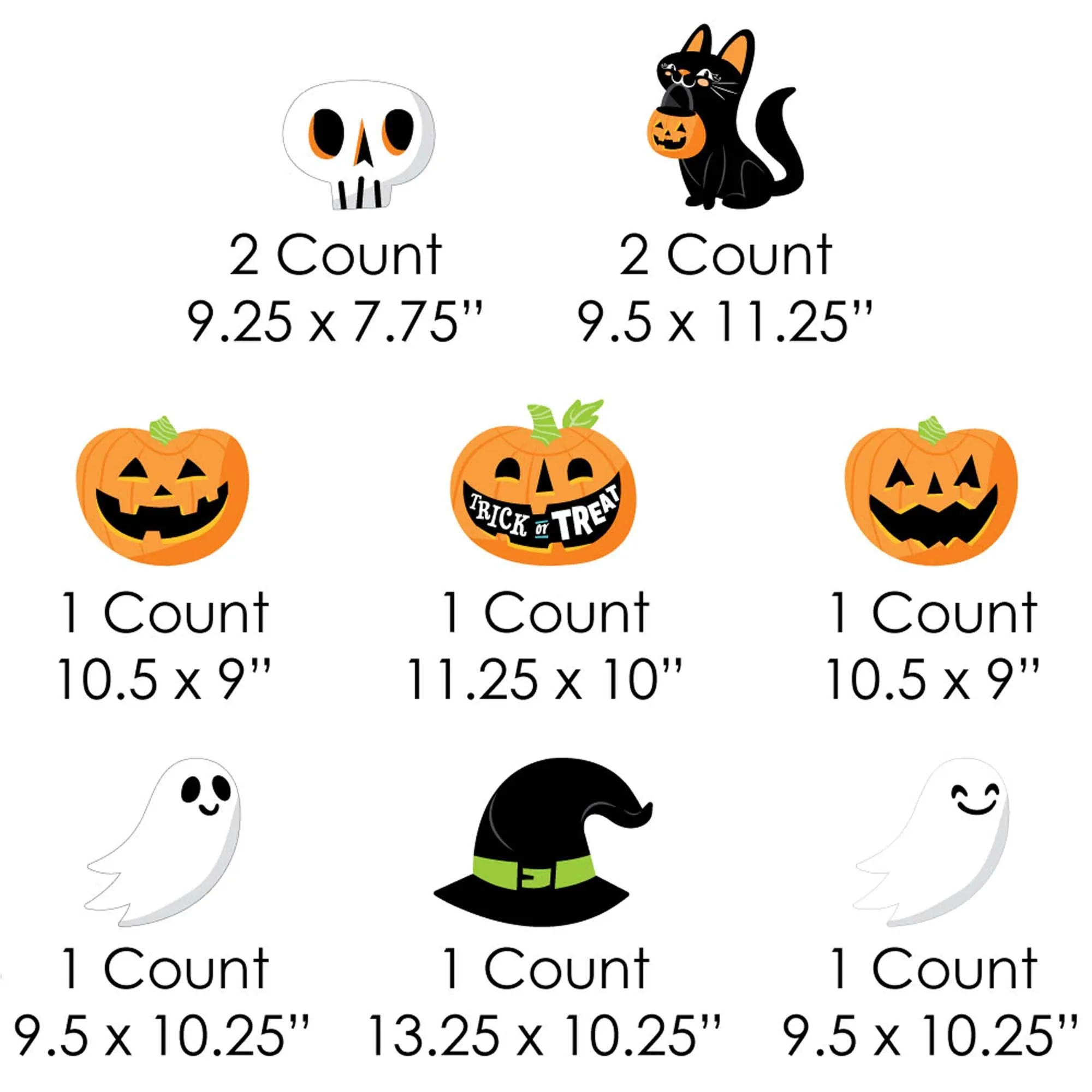 Jack-O'-Lantern Halloween - Black Cat, Ghost, Skull and Witch Hat Lawn Decorations - Outdoor Kids Halloween Party Yard Decorations - 10 Piece