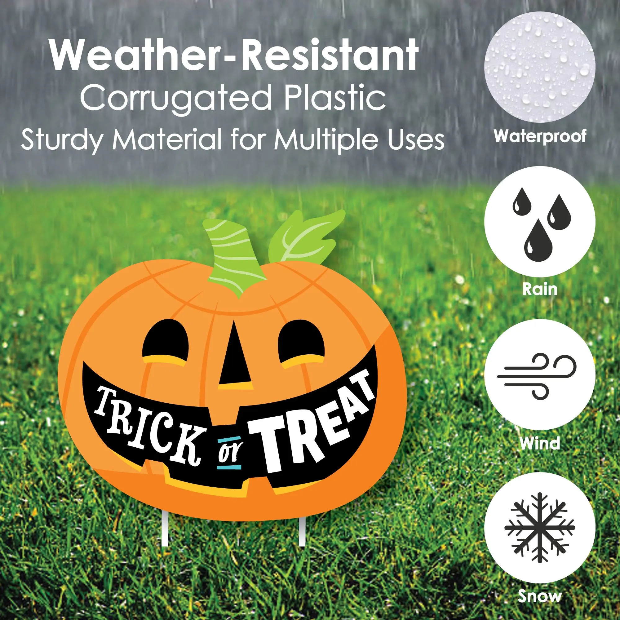 Jack-O'-Lantern Halloween - Black Cat, Ghost, Skull and Witch Hat Lawn Decorations - Outdoor Kids Halloween Party Yard Decorations - 10 Piece