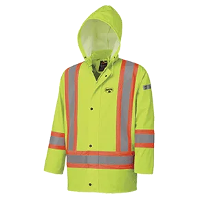Jacket Rain FR Hi-Vis PU Stretch Green 5894