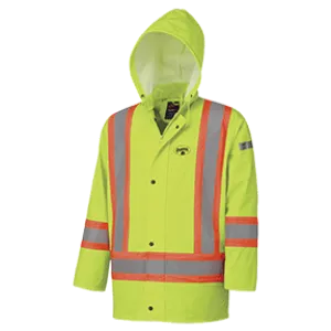 Jacket Rain FR Hi-Vis PU Stretch Green 5894