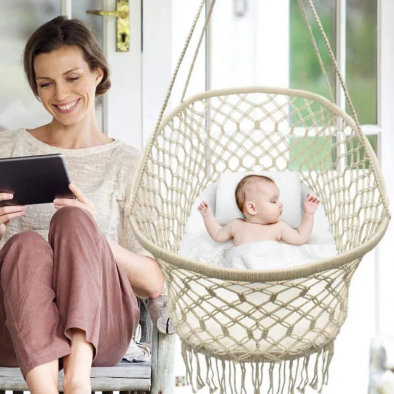 JADWorld Nordic Cotton Rope Baby Hammock - Portable Swing Cradle - Breathable