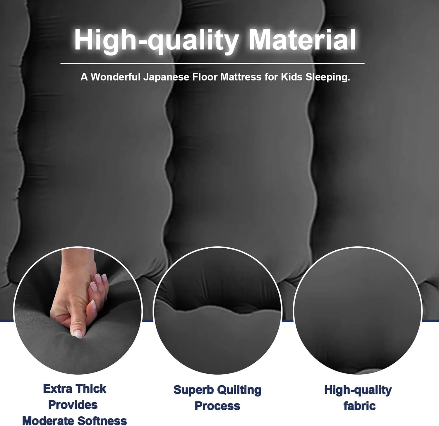 Japanese Floor Mattress,Thicken Japanese Floor Sleeping Pad Foldable,Roll Up Tatami Mat Easy to Store and Portable,Futon Mattress Suitable for Camping and Guest Room (Khaki, Full (80" X 47"))