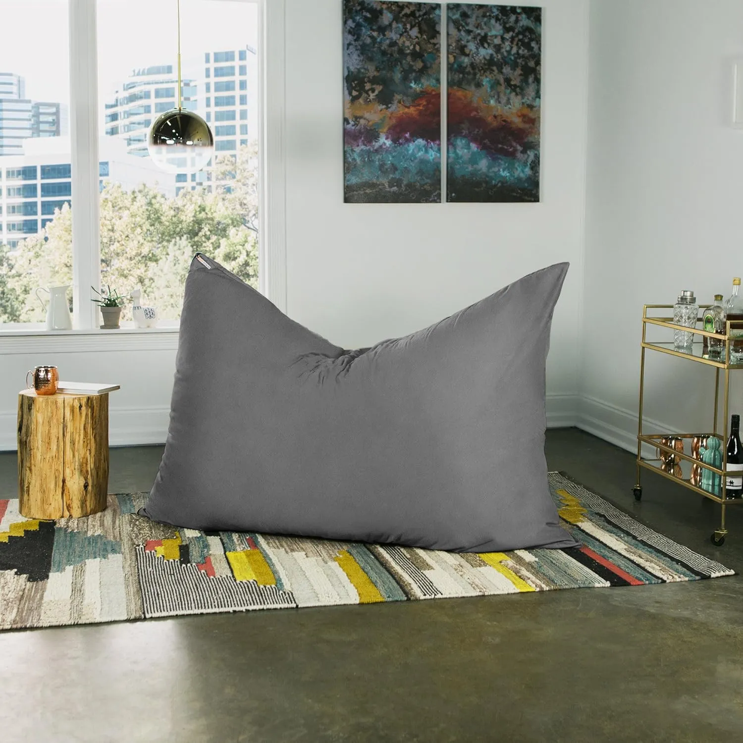 Jaxx Pillow Saxx 5.5-Foot - Huge Bean Bag Floor Pillow and Lounger, Charcoal