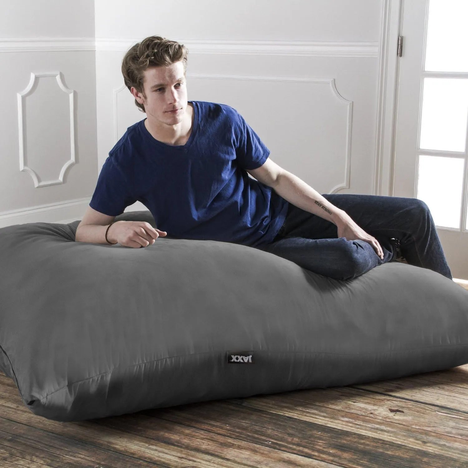Jaxx Pillow Saxx 5.5-Foot - Huge Bean Bag Floor Pillow and Lounger, Charcoal