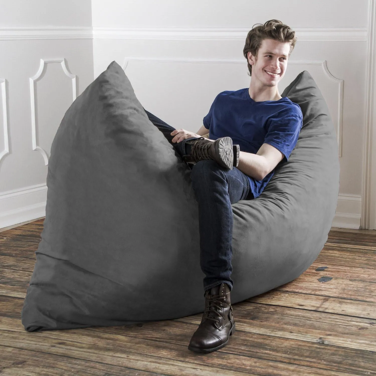 Jaxx Pillow Saxx 5.5-Foot - Huge Bean Bag Floor Pillow and Lounger, Charcoal