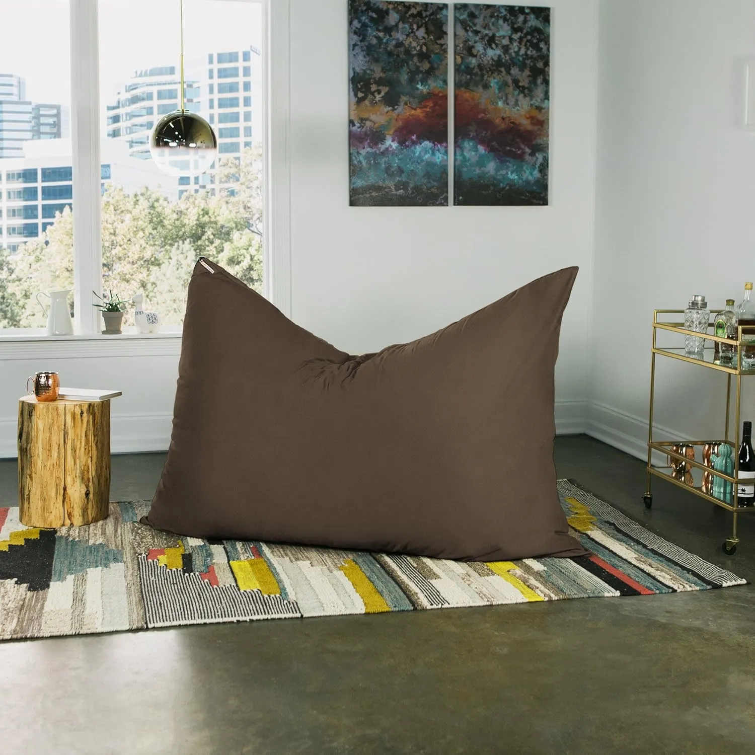 Jaxx Pillow Saxx 5.5-Foot - Huge Bean Bag Floor Pillow and Lounger, Chocolate