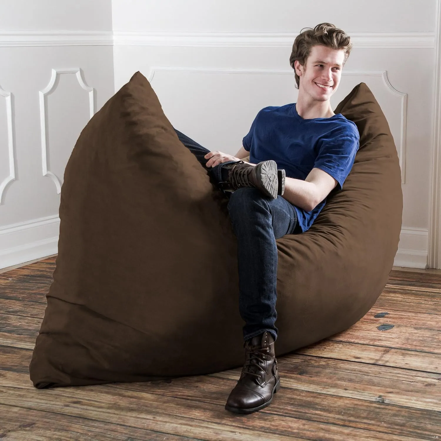 Jaxx Pillow Saxx 5.5-Foot - Huge Bean Bag Floor Pillow and Lounger, Chocolate