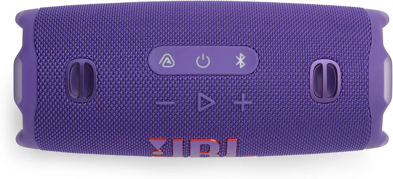 JBL Charge 6 - Portable Waterproof & Drop-Proof Bluetooth Speaker, Bold Pro Sound with AI Sound Boost, 28Hrs of Playtime, Built-in powerbank & Comes with a Sturdy/Removable Carrying Strap (Purple)