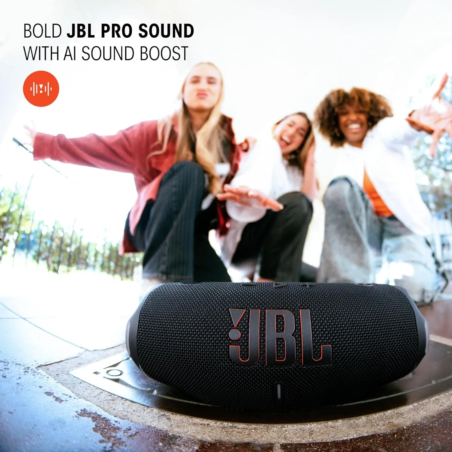 JBL Charge 6 - Portable Waterproof & Drop-Proof Bluetooth Speaker, Bold Pro Sound with AI Sound Boost, 28Hrs of Playtime, Built-in powerbank & Comes with a Sturdy/Removable Carrying Strap (Purple)