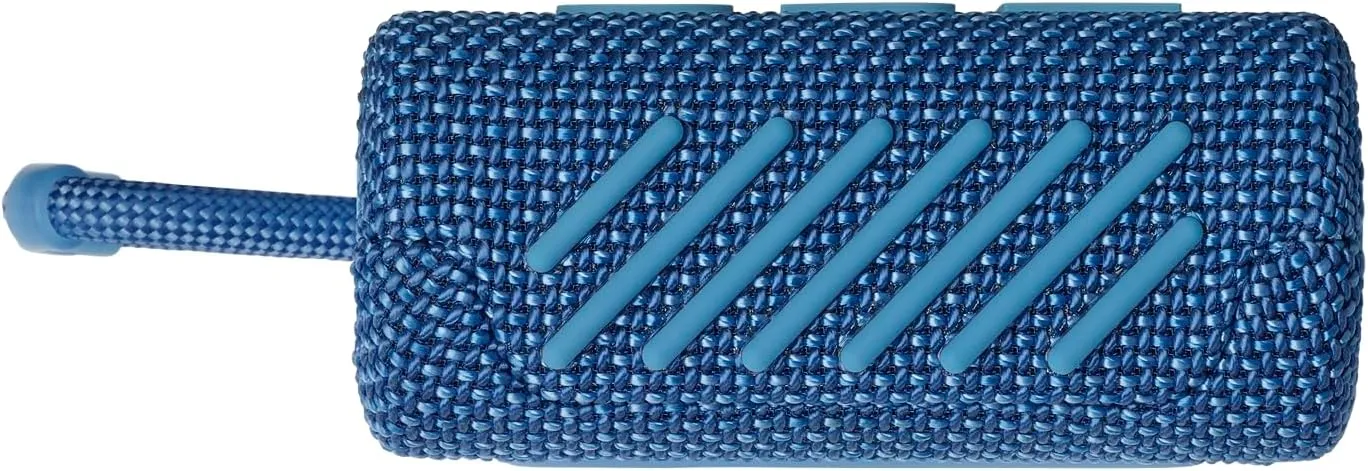 JBL Go 3 Eco - Portable Mini Bluetooth Speaker, big audio and punchy bass, IP67 waterproof and dustproof, 5 hours of playtime, Made in part with recycled materials (Eco Blue)