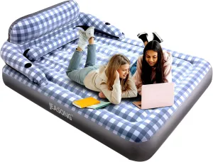 JEASONG Air Mattress with Headboard, Fast Inflation/Deflation Inflatable Airbed, 9 Inches High Blow Up Bed with Comfortable Flocked Top for Home Guest Travel Camping